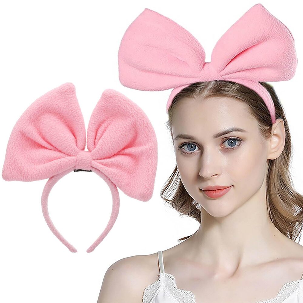 8462 Bow Headbands Pink Headband with Bow Big Bows Hairbands Fleece Red